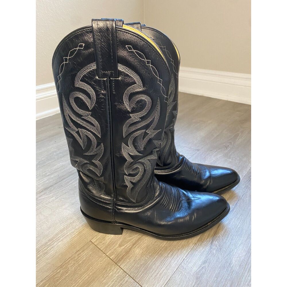 Dan Post Milwaukee DP 2110 R Men's 8.5 D Black Leather Cowboy Boots